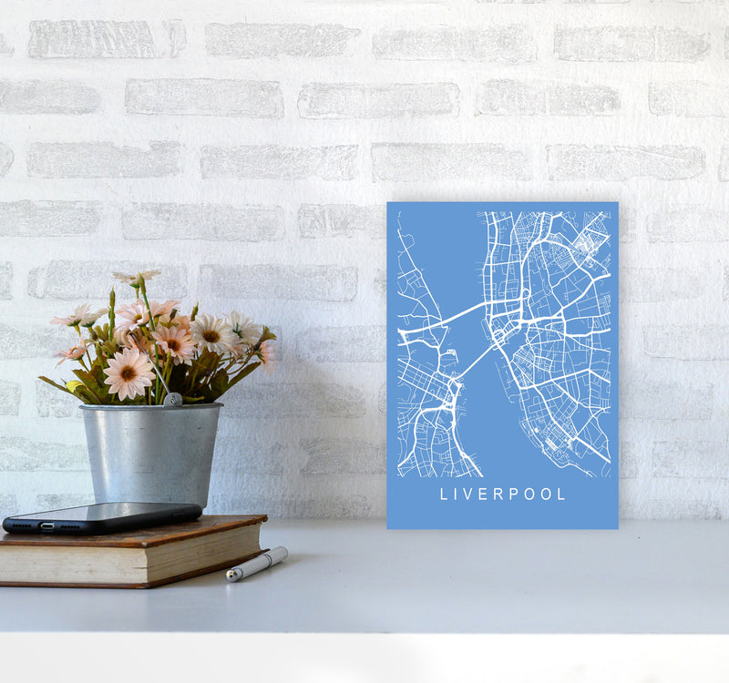Liverpool Map Blueprint Art Print by Pixy Paper A4 Black Frame