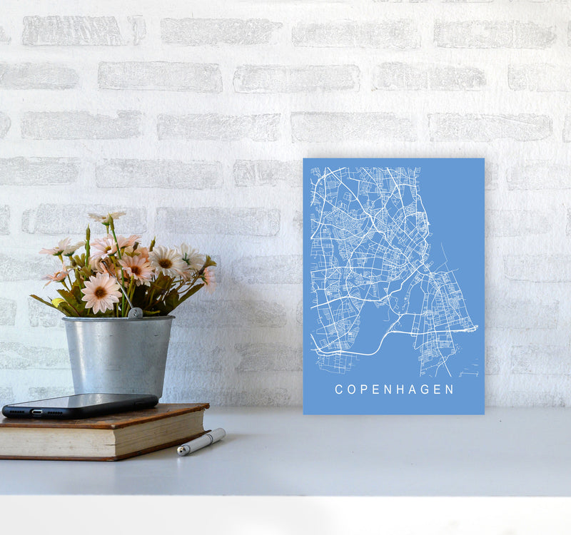 Copenhagen Map Blueprint Art Print by Pixy Paper A4 Black Frame