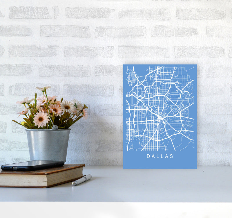 Dallas Map Blueprint Art Print by Pixy Paper A4 Black Frame