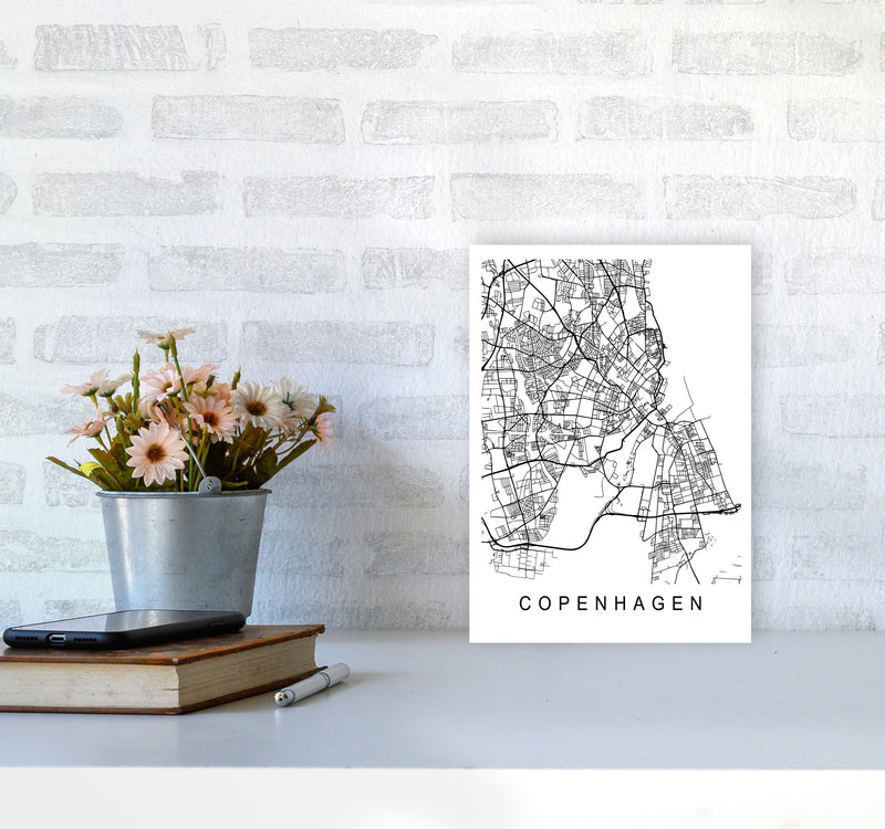 Copenhagen Map Art Print by Pixy Paper A4 Black Frame