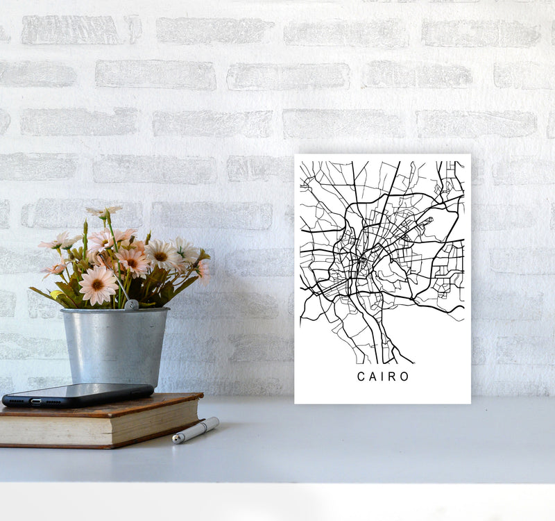 Cairo Map Art Print by Pixy Paper A4 Black Frame