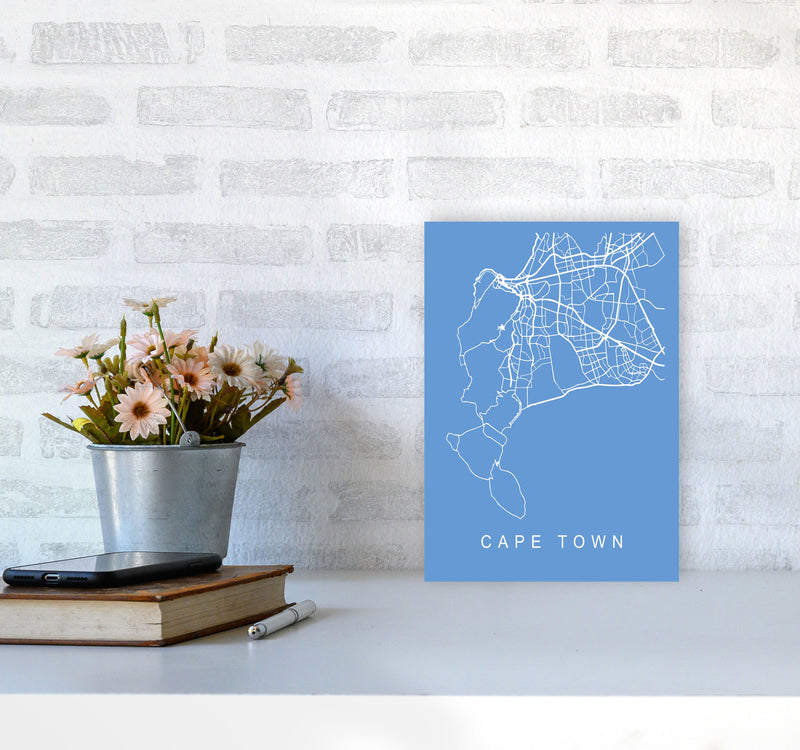 Cape Town Map Blueprint Art Print by Pixy Paper A4 Black Frame