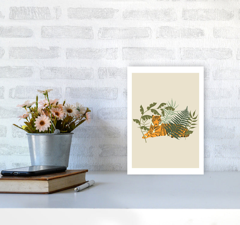 Wild Collection Resting Tiger Art Print by Pixy Paper A4 Black Frame