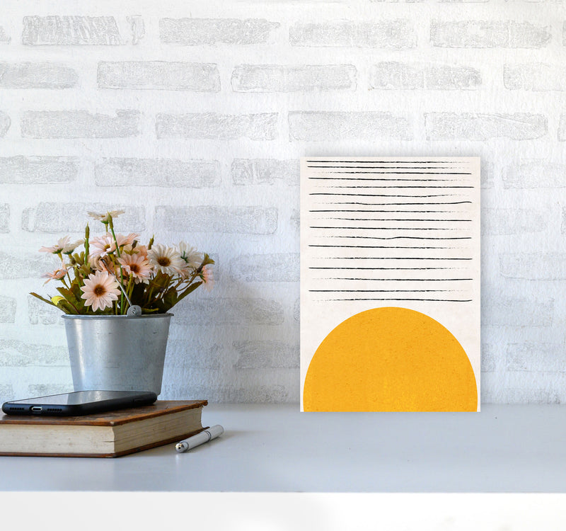 Sun lines mustard Art Print by Pixy Paper A4 Black Frame