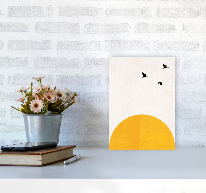 Rising sun Art Print by Pixy Paper A4 Black Frame
