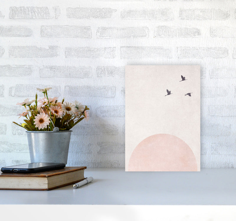 Rising sun pink cotton Art Print by Pixy Paper A4 Black Frame