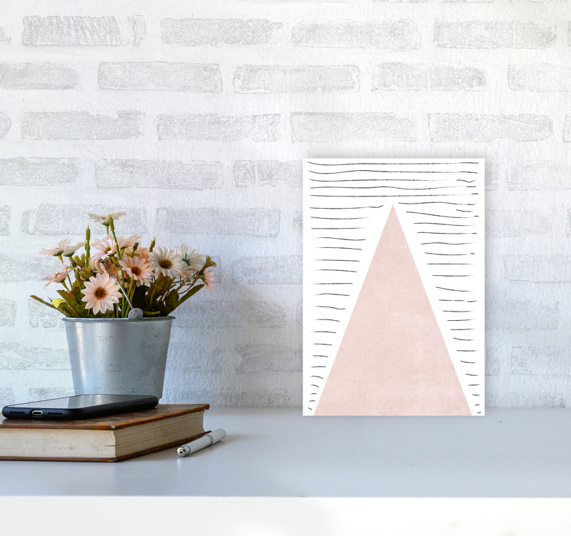 Mountains lines pink cotton Art Print by Pixy Paper A4 Black Frame