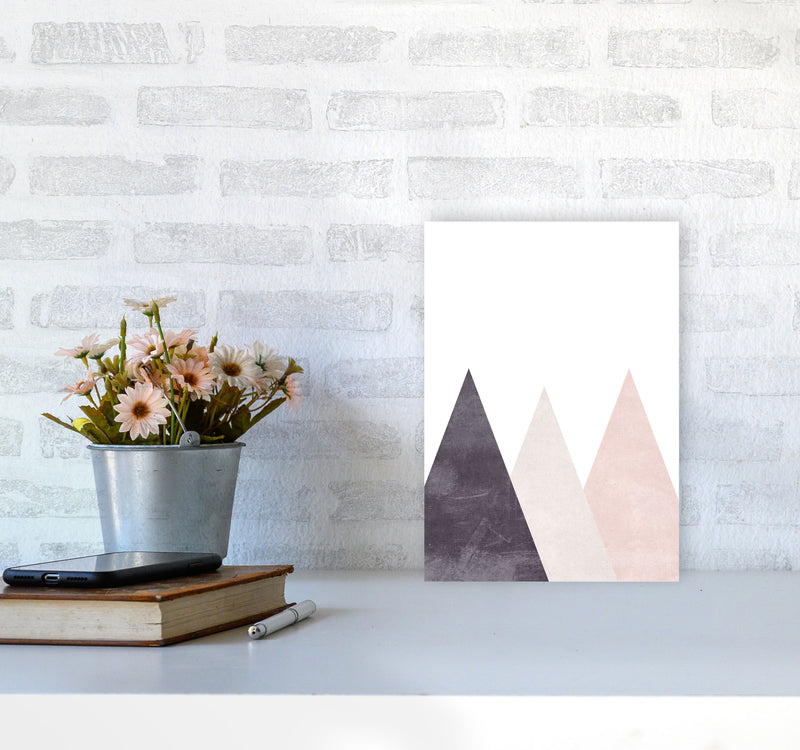 Mountains pink cotton Art Print by Pixy Paper A4 Black Frame