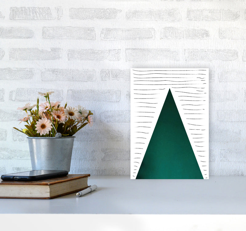 Mountain lines emerald Art Print by Pixy Paper A4 Black Frame