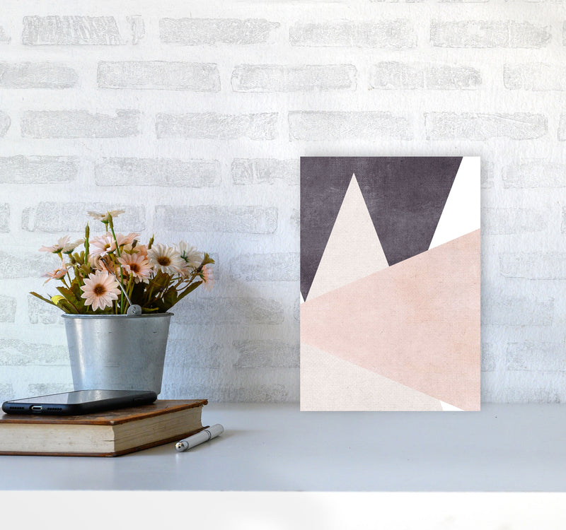 Large triangles pink cotton Art Print by Pixy Paper A4 Black Frame