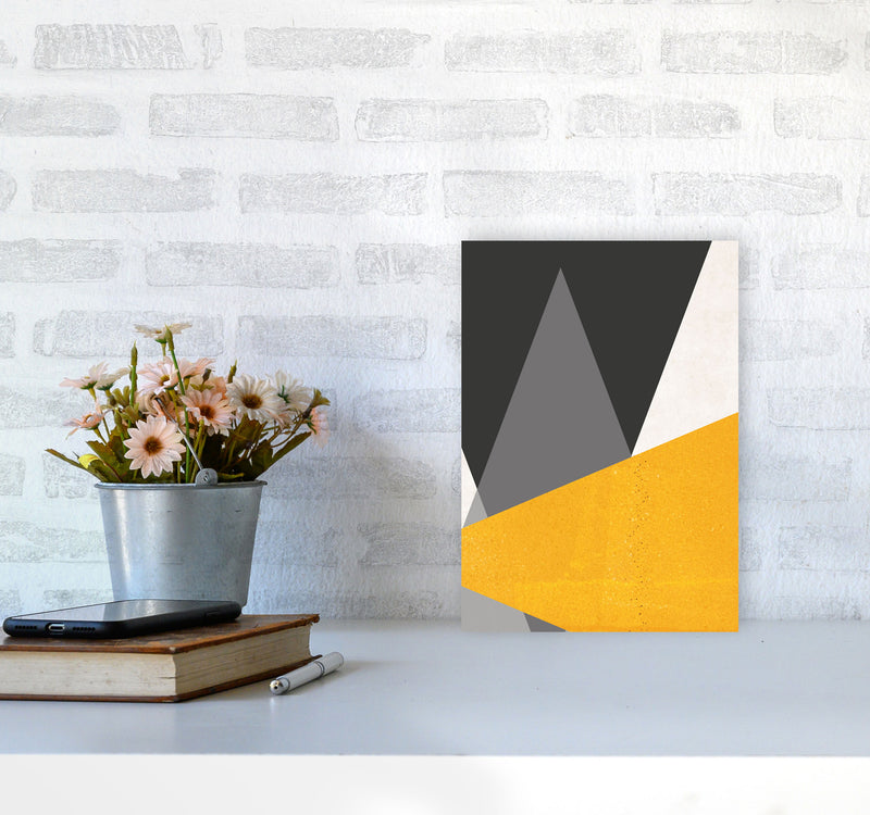 Large triangles mustard Art Print by Pixy Paper A4 Black Frame