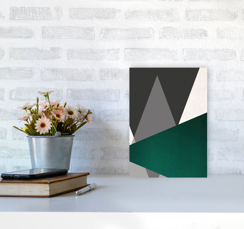 Large triangles emerald Art Print by Pixy Paper A4 Black Frame