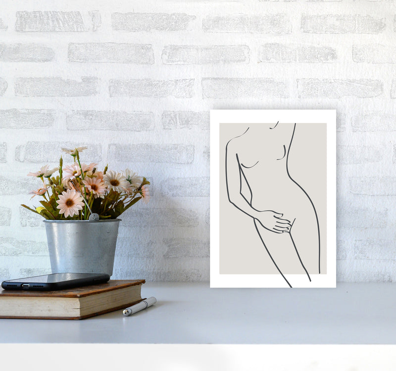 Inspired Stone Woman Line Art Black Art Print by Pixy Paper A4 Black Frame