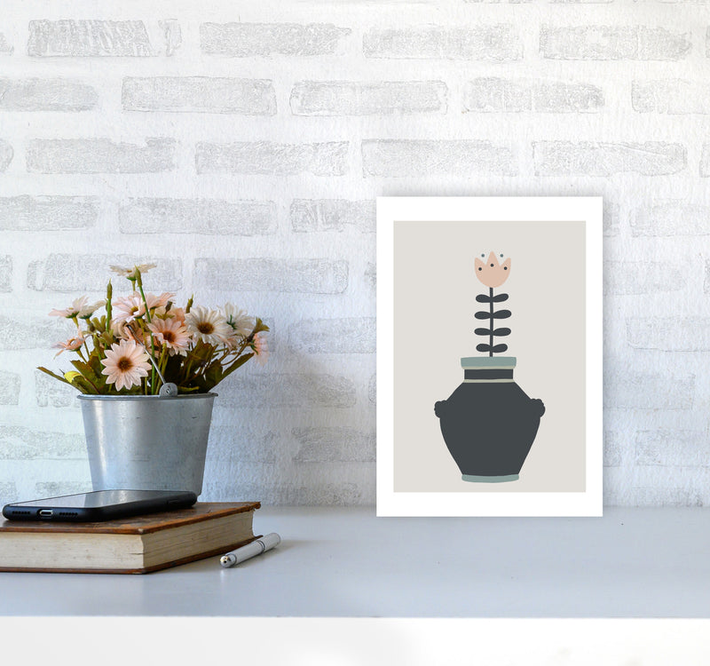 Inspired Plant Pot Stone Art Print by Pixy Paper A4 Black Frame