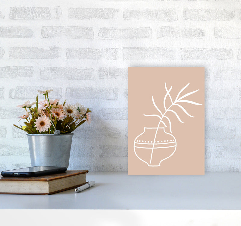Inspired Pink Plant Silhouette Line Art Art Print by Pixy Paper A4 Black Frame