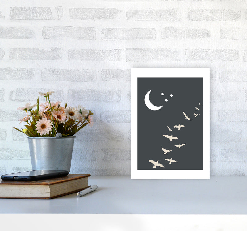Inspired Off Black Night Sky Art Print by Pixy Paper A4 Black Frame