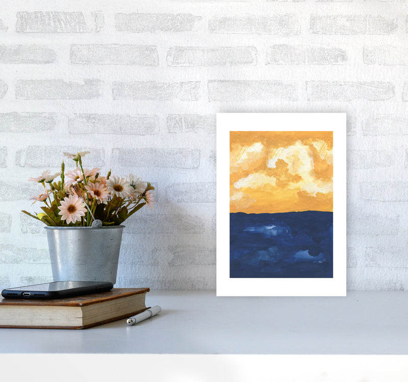 Horizon Abstract Sea  Art Print by Pixy Paper A4 Black Frame