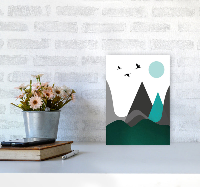 Hills and mountains emerald Art Print by Pixy Paper A4 Black Frame