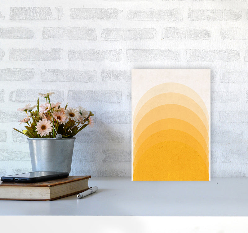 Gradient Sun rising mustard Art Print by Pixy Paper A4 Black Frame