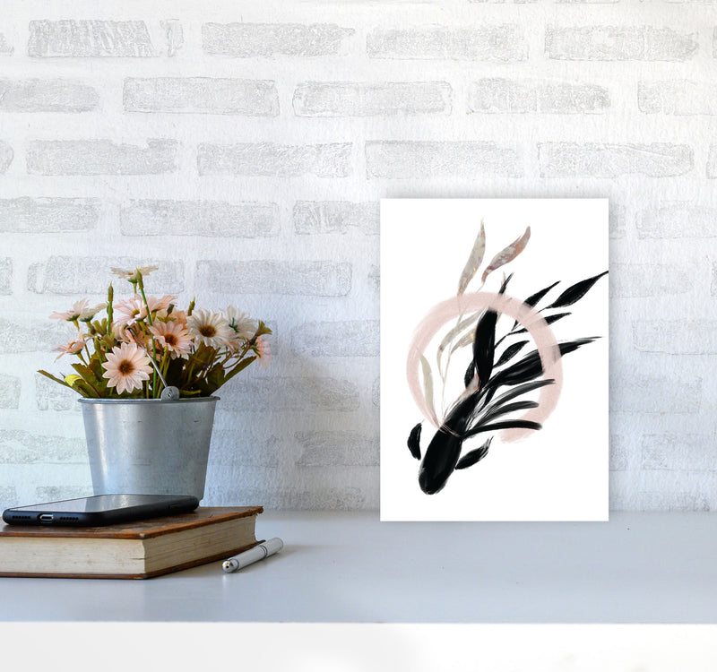 Delicate Floral Fish 02 Art Print by Pixy Paper A4 Black Frame