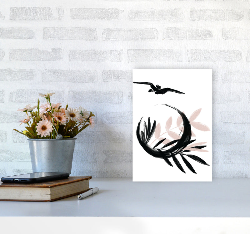 Delicate Floral Moon 08 Art Print by Pixy Paper A4 Black Frame