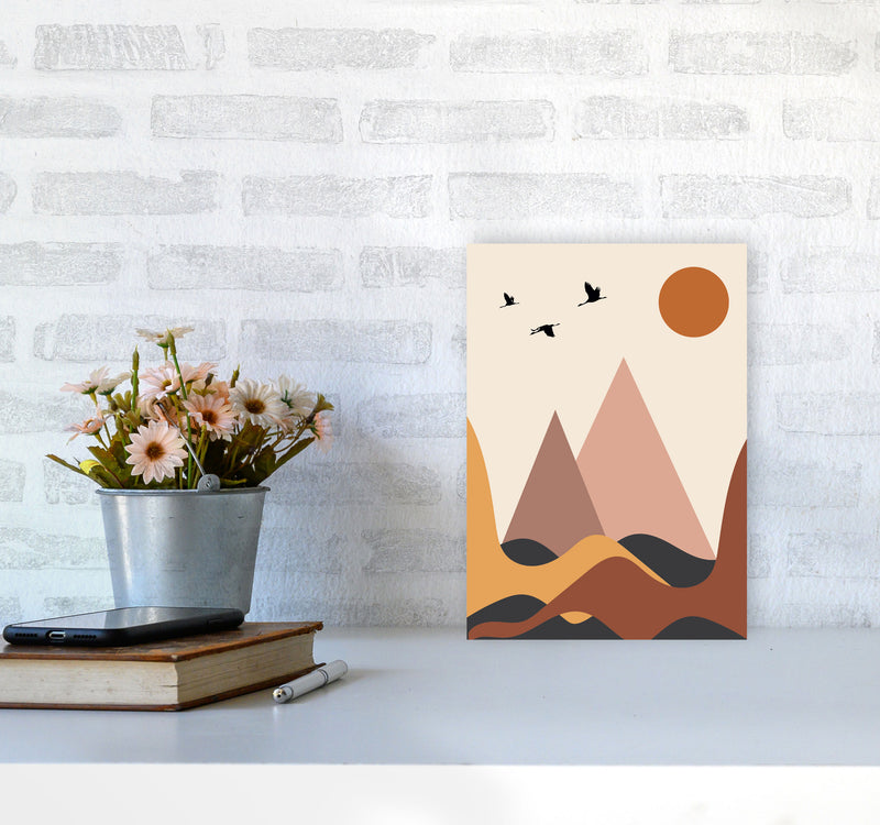 Autumn Mountains abstract Art Print by Pixy Paper A4 Black Frame