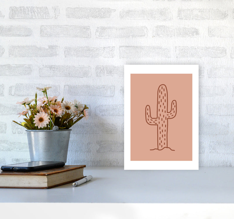 Autumn Warm Cactus abstract Art Print by Pixy Paper A4 Black Frame