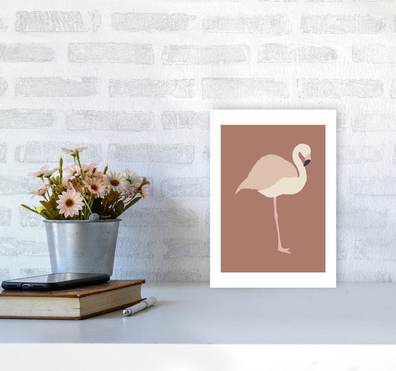 Autumn Flamingo abstract Art Print by Pixy Paper A4 Black Frame