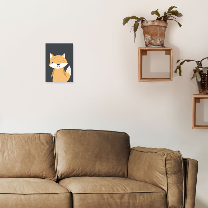 Fox Neutral kids Art Print by Pixy Paper A4 Black Frame