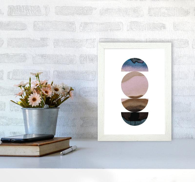 Abstract Circles White Background Modern Print A4 Oak Frame