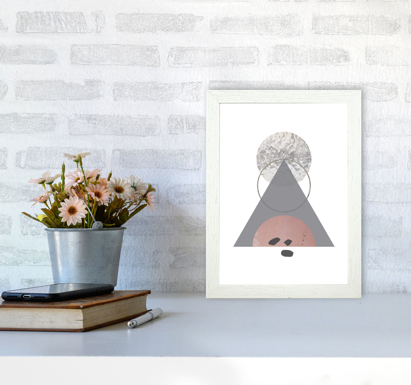 Peach, Sand And Glass Abstract Triangle Modern Print A4 Oak Frame