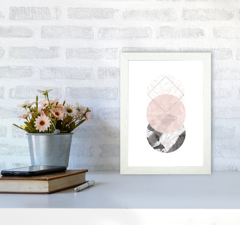 Black And Pink Marble Abstract Circles Modern Print A4 Oak Frame