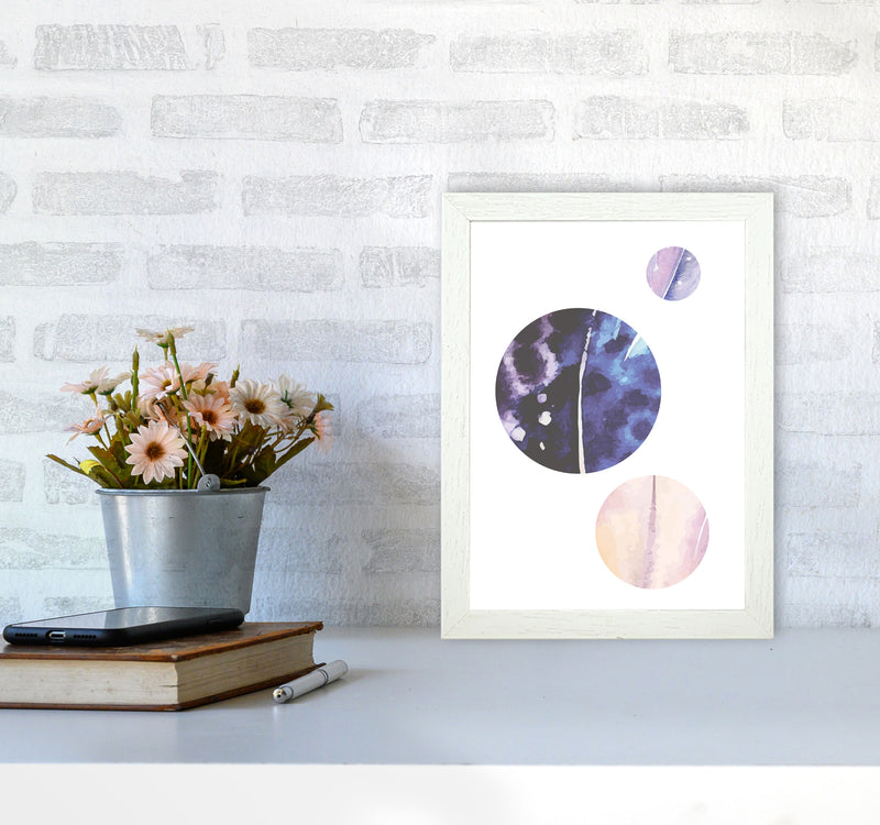 Pink And Purple Watercolour Planets Abstract Modern Print A4 Oak Frame