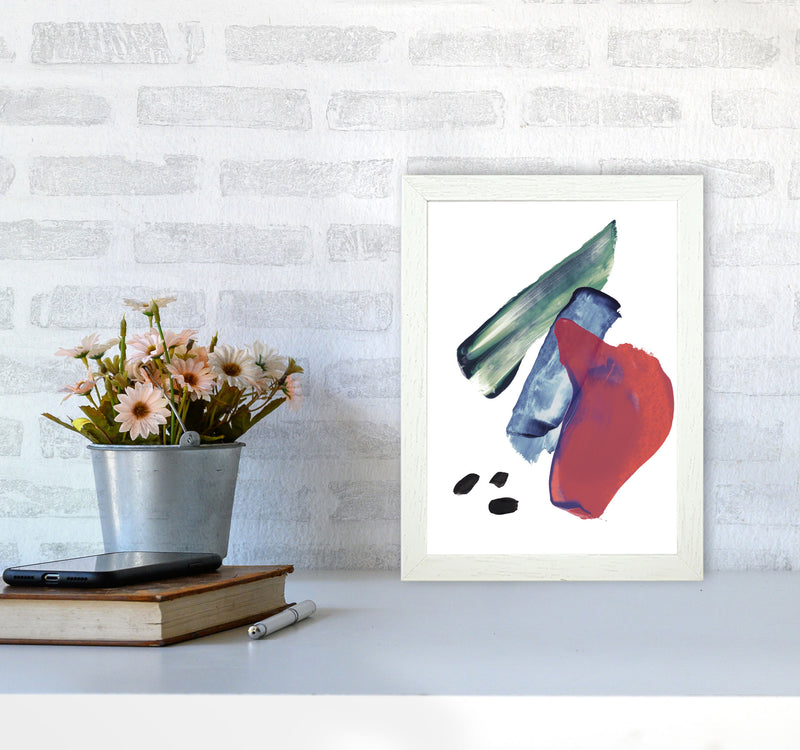 Red And Blue Mixed Watercolour Abstract Modern Print A4 Oak Frame