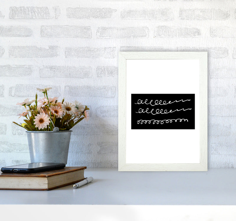 Black Rectangle Swirls Abstract Modern Print A4 Oak Frame