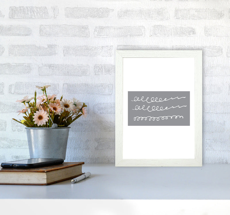Grey Rectangle Swirls Abstract Modern Print A4 Oak Frame