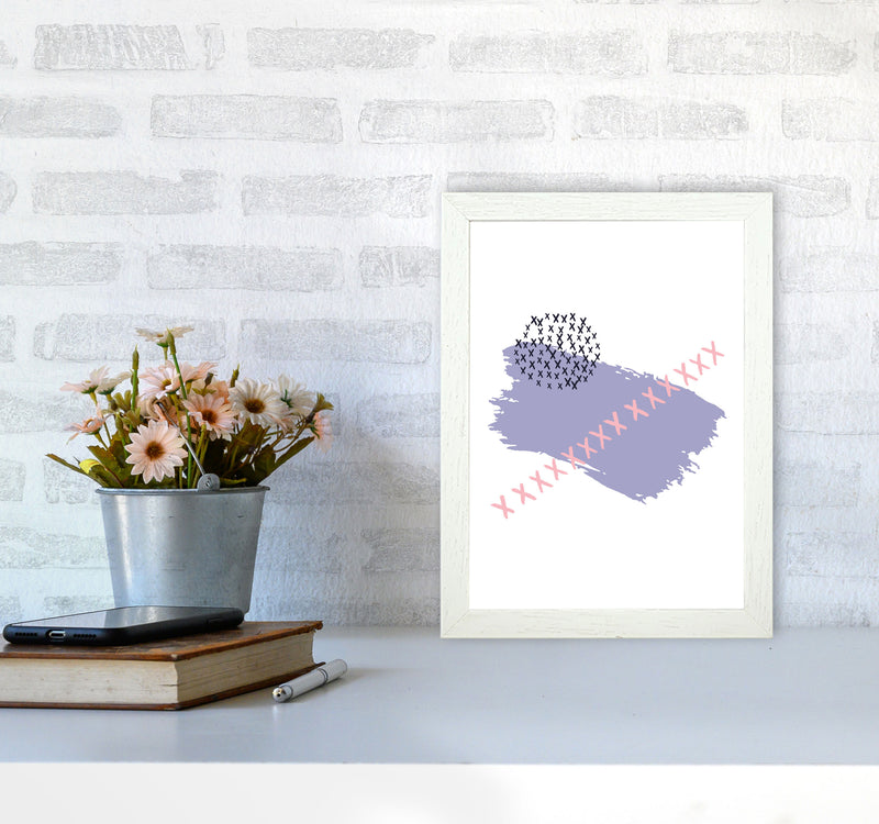 Purple X Paint Brush Abstract Modern Print A4 Oak Frame