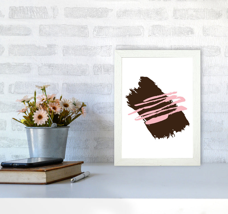 Black Jaggered Paint Brush Abstract Modern Print A4 Oak Frame