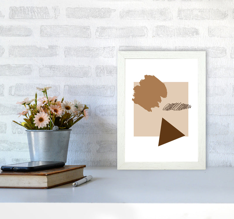 Taupe Square Mismatch Abstract Modern Print A4 Oak Frame