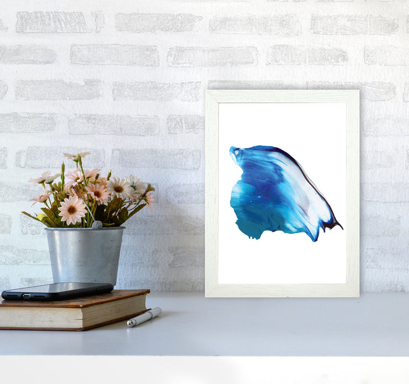 Blue Abstract Paint Stroke Modern Print A4 Oak Frame