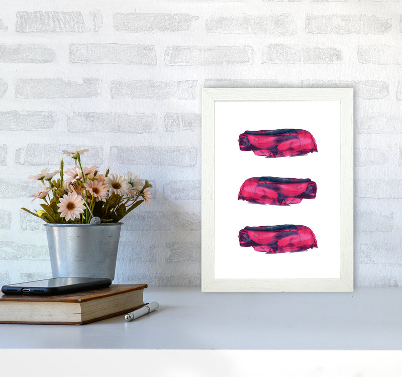 Pink And Purple Abstract Paint Strokes Modern Print A4 Oak Frame