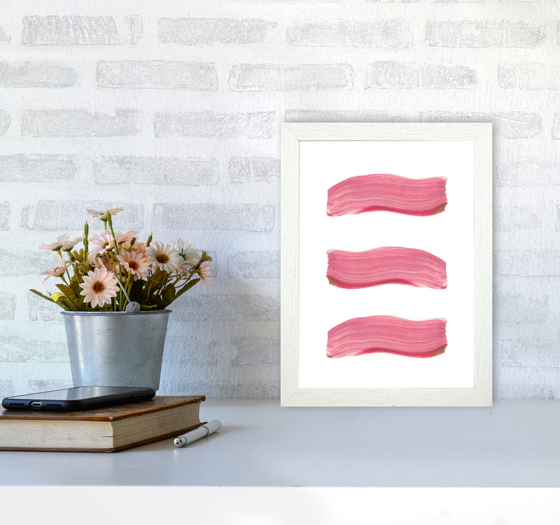 Light Pink Abstract Paint Strokes Modern Print A4 Oak Frame