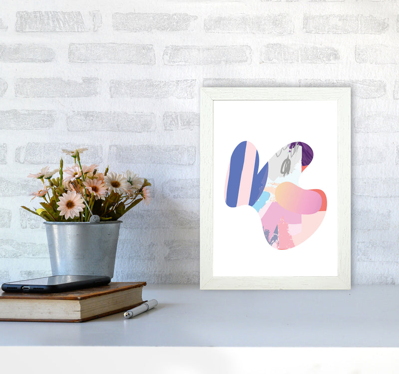 Pink Abstract Butterfly Shape Modern Print A4 Oak Frame