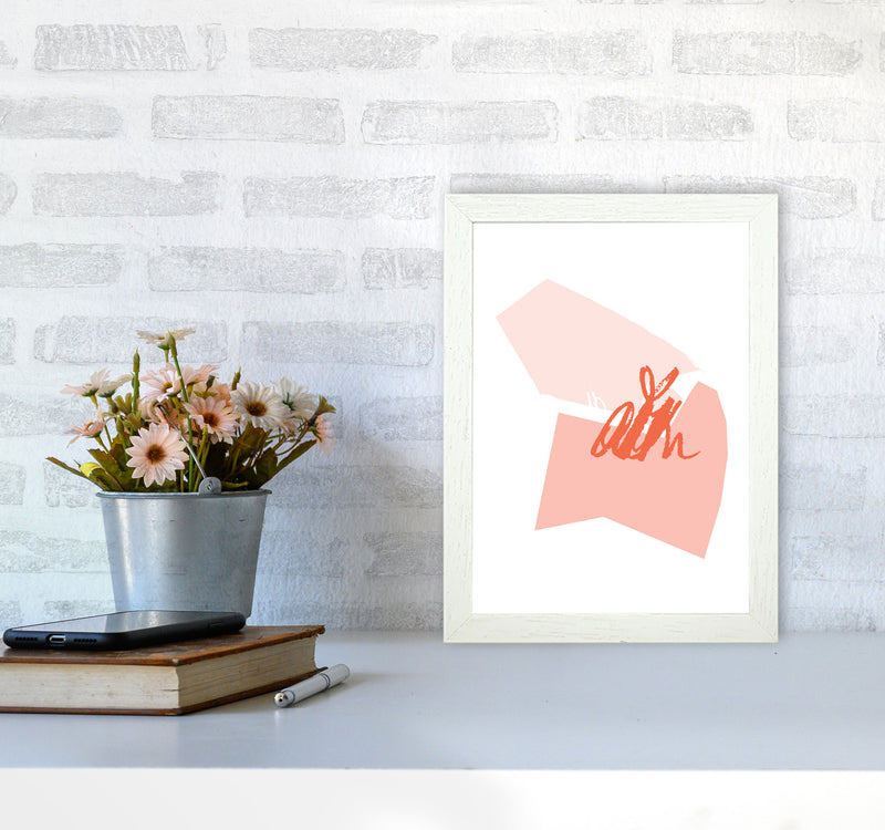 Pink And Coral Abstract Shapes Modern Print A4 Oak Frame