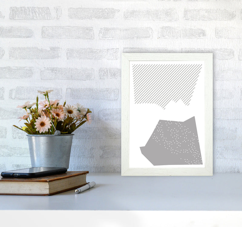 Grey Top And Bottom Abstract Modern Print A4 Oak Frame