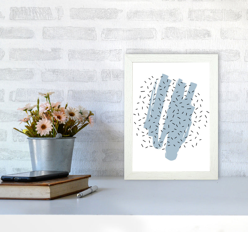 Blue Paint With Black Polka Abstract Modern Print A4 Oak Frame