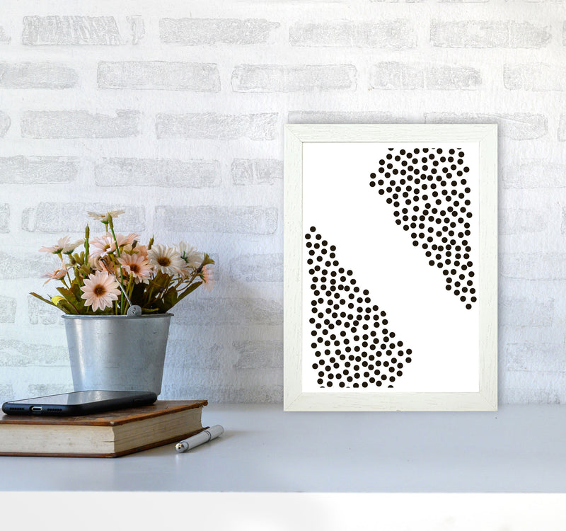 Black Corner Polka Dots Abstract Modern Print A4 Oak Frame