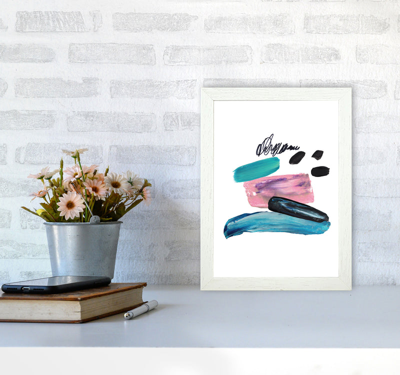 Pink And Teal Abstract Artboard Modern Print A4 Oak Frame