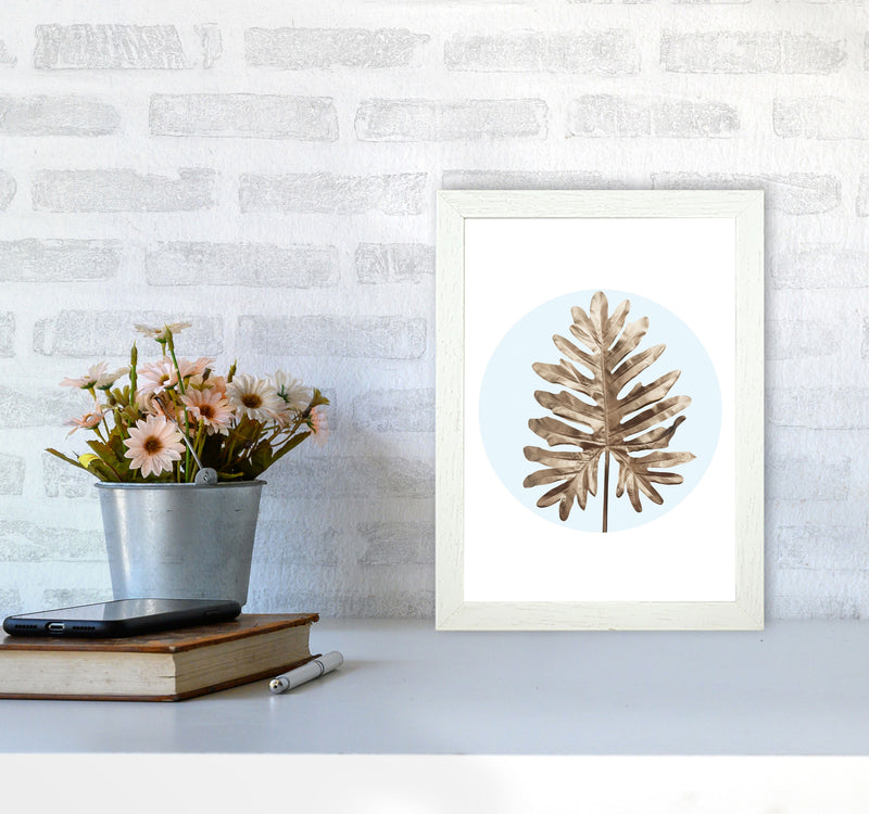 Abstract Blue Leaf Modern Print, Framed Botanical & Nature Art Print A4 Oak Frame