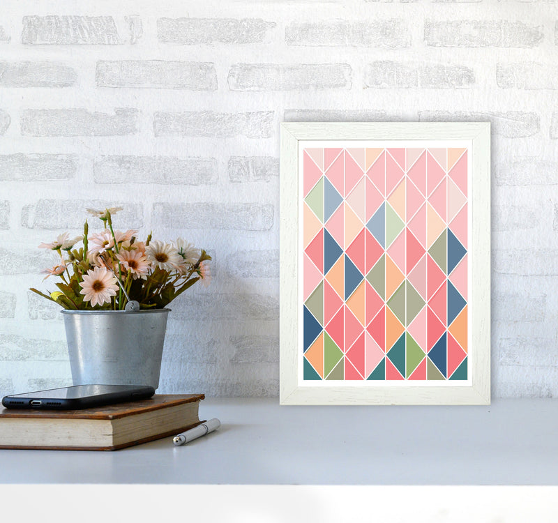 Full Colour Abstract Geo Modern Print A4 Oak Frame